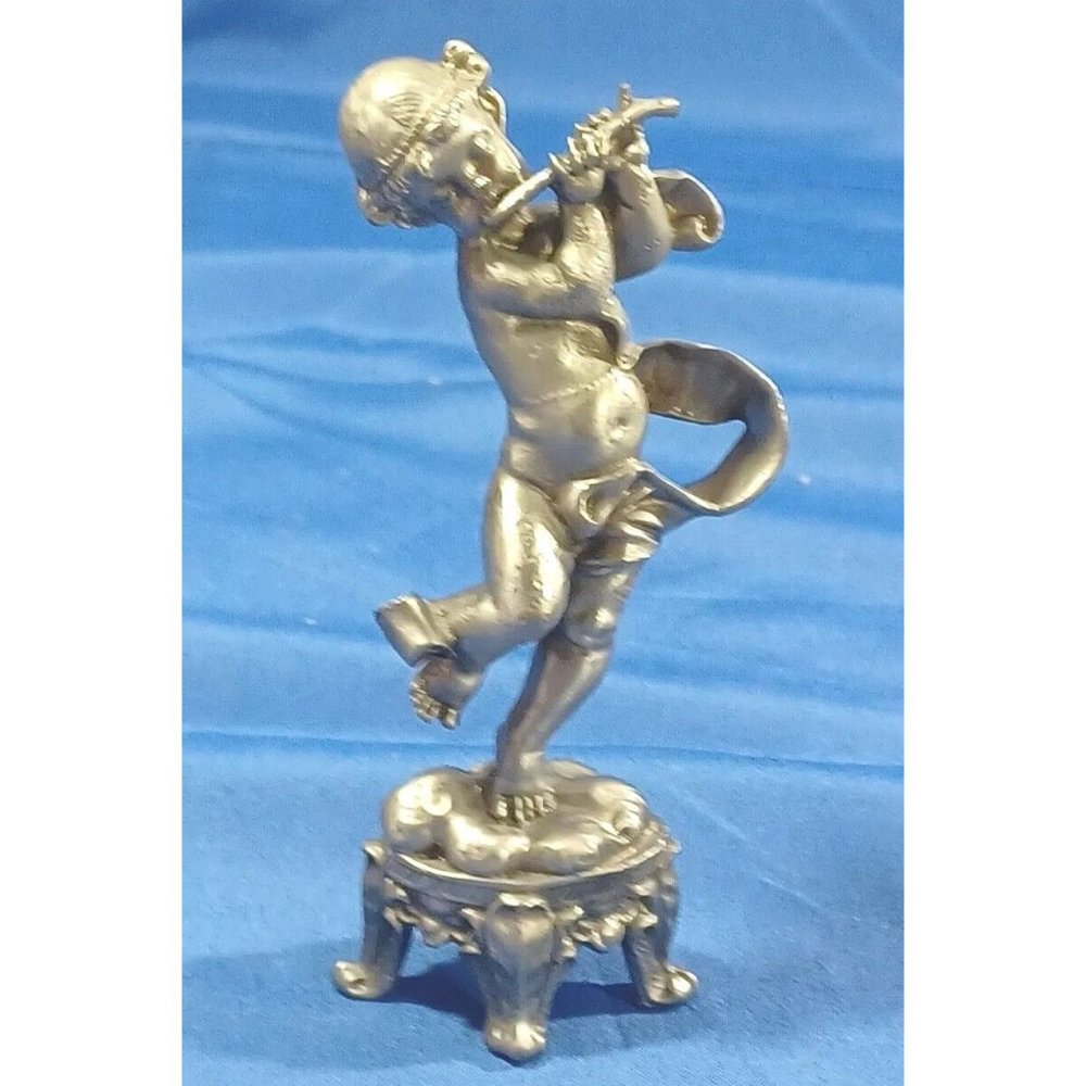 Italian Cast Lead Angel Sculpture Statue Figures Musicians Musical Instruments - Picture 8 of 15